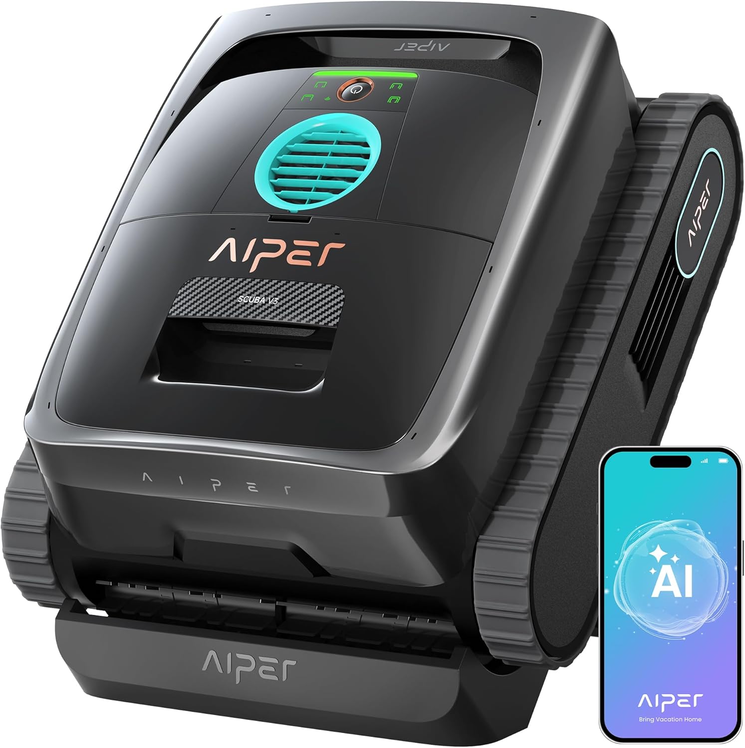 71PMoc8E6WL._AC_SL1500 AIPER (2026 Neu) Scuba V3 Poolroboter Akku für Wand und Boden mit KI-Vision, Leichter Poolsauger, Leistungsstarke Saugleistung, 3 μm Filter, Wasserlinienreinigung, für Pools bis zu 200 m²