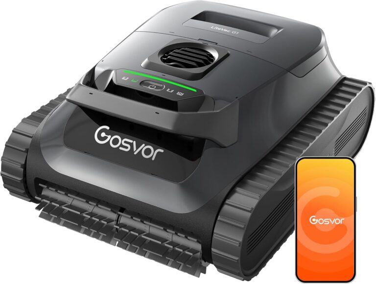Gosvor (2026 Neu) Poolroboter Wand und Boden, Wasserlinie, Flachzone 4-in-1, Bis zu 200 Min. Laufzeit, Leichtgewicht 6,9 KG, 3μm Ultrafeiner Filter, Poolsuager Akku für Pools bis zu 200 m², Grau