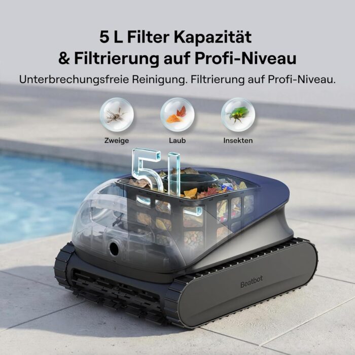 Beatbot (2026 Neu) Sora 10 Poolroboter Akku Boden und Wand, Reinigt Wasserlinie & Plattformen, 25700 LPH Saugleistung, smartes Wasserlinien-Parken, 5L Filterkorb, bis zu 5 Std. Laufzeit, Tiefblau