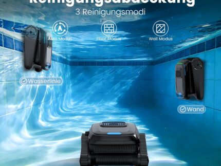 (2026 Upgrade) Poolroboter Boden und Wand, Wasserlinie, Poolsauger Akku Kabelloser, Intelligenter Navigation, 18927LPH Leistungsstarker, Poolreiniger für Pools bis zu 170㎡, PC10