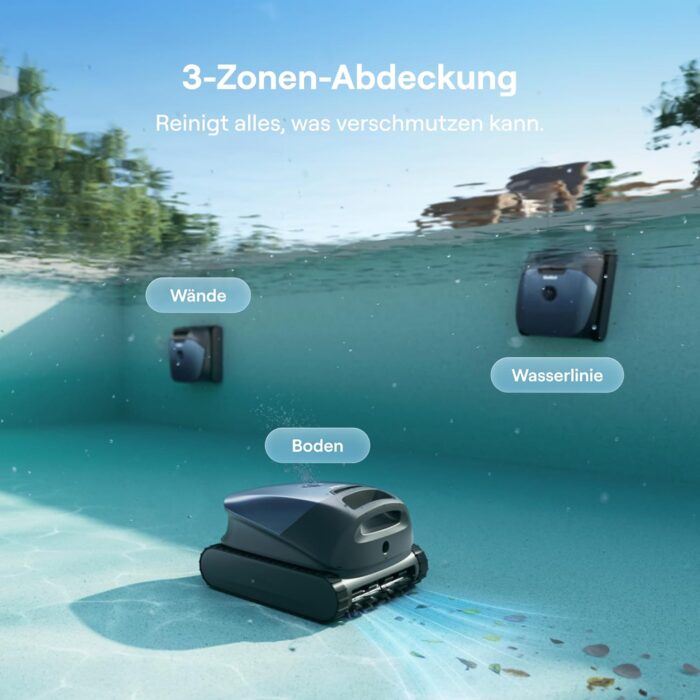 Beatbot (2026 Neu) Sora 10 Poolroboter Akku Boden und Wand, Reinigt Wasserlinie & Plattformen, 25700 LPH Saugleistung, smartes Wasserlinien-Parken, 5L Filterkorb, bis zu 5 Std. Laufzeit, Tiefblau