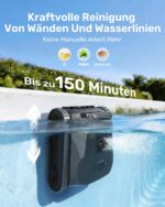 Gosvor (2026 Neu) Poolroboter Wand und Boden, Wasserlinie, Flachzone 4-in-1, Bis zu 200 Min. Laufzeit, Leichtgewicht 6,9 KG, 3μm Ultrafeiner Filter, Poolsuager Akku für Pools bis zu 200 m², Grau